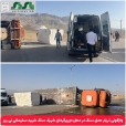 واژگونی تریلر حمل سنگ در محل دوربرگردان شهرک سنگ شهید سلیمانی نی ریز